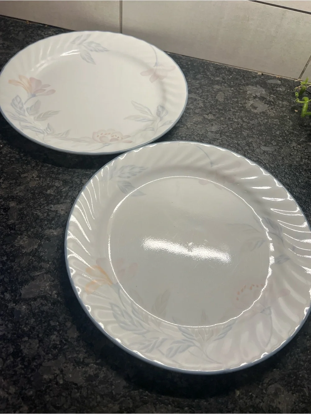 Set of 2 Corelle Pink Trio Floral Ceramic Dinner Plate - Soft Blue & Blush